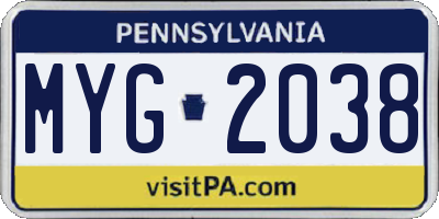 PA license plate MYG2038