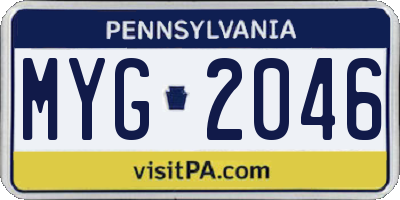 PA license plate MYG2046