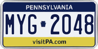 PA license plate MYG2048