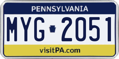 PA license plate MYG2051