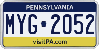 PA license plate MYG2052