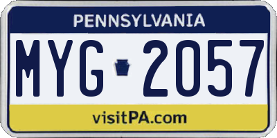 PA license plate MYG2057