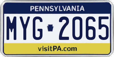 PA license plate MYG2065