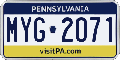 PA license plate MYG2071
