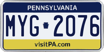 PA license plate MYG2076