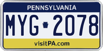 PA license plate MYG2078