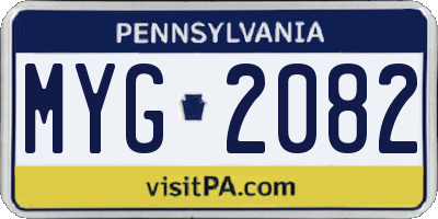 PA license plate MYG2082