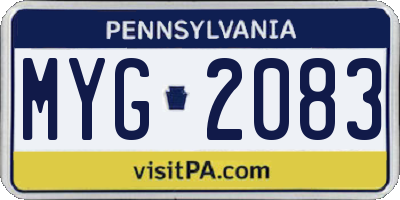 PA license plate MYG2083