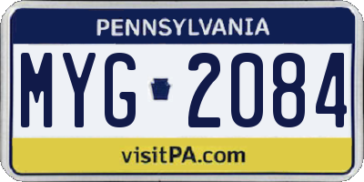PA license plate MYG2084