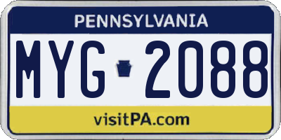 PA license plate MYG2088