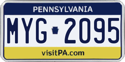 PA license plate MYG2095