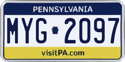 PA license plate MYG2097