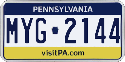 PA license plate MYG2144