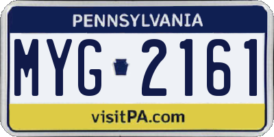 PA license plate MYG2161