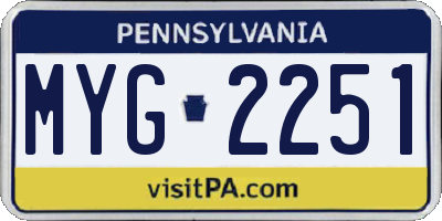 PA license plate MYG2251