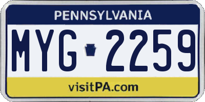 PA license plate MYG2259