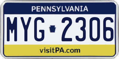 PA license plate MYG2306