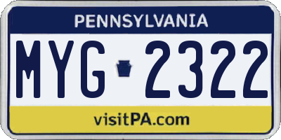 PA license plate MYG2322