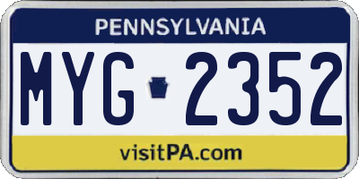 PA license plate MYG2352