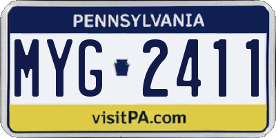 PA license plate MYG2411