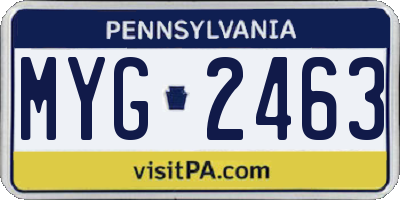 PA license plate MYG2463