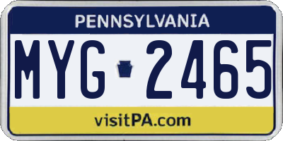 PA license plate MYG2465