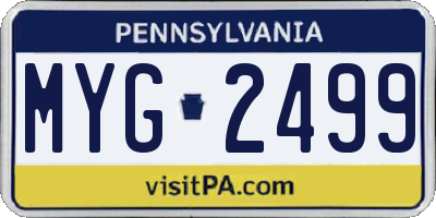 PA license plate MYG2499