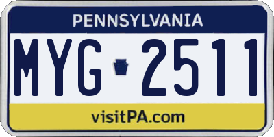 PA license plate MYG2511