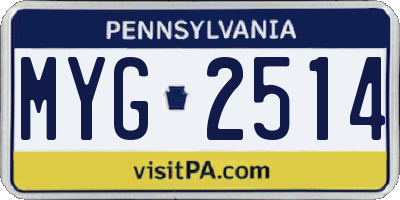 PA license plate MYG2514