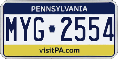 PA license plate MYG2554