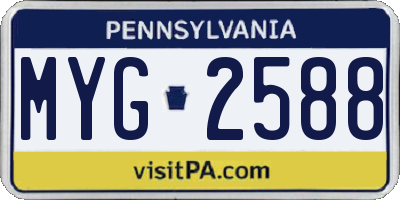 PA license plate MYG2588