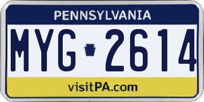 PA license plate MYG2614
