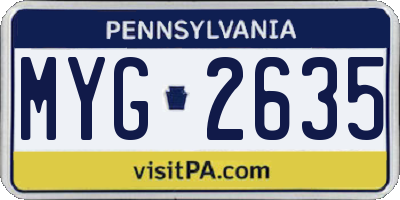 PA license plate MYG2635