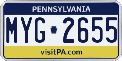 PA license plate MYG2655