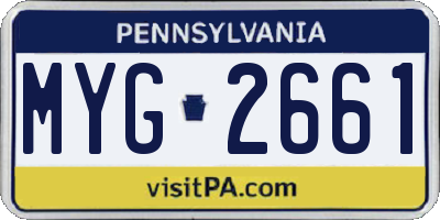 PA license plate MYG2661