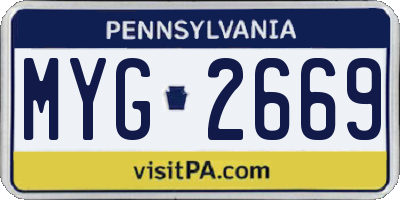 PA license plate MYG2669