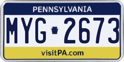 PA license plate MYG2673