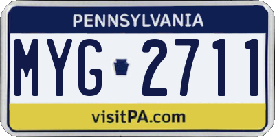 PA license plate MYG2711