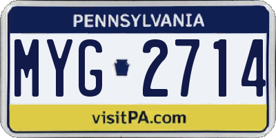 PA license plate MYG2714