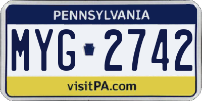 PA license plate MYG2742