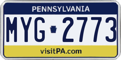 PA license plate MYG2773