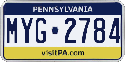 PA license plate MYG2784