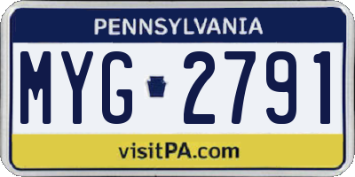 PA license plate MYG2791