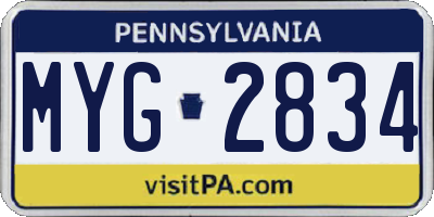 PA license plate MYG2834