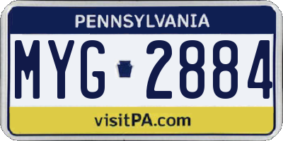PA license plate MYG2884
