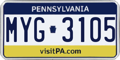 PA license plate MYG3105