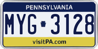 PA license plate MYG3128