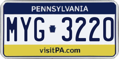 PA license plate MYG3220