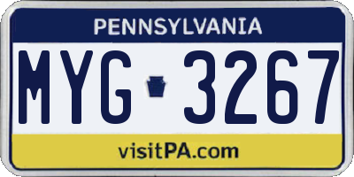 PA license plate MYG3267