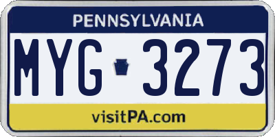 PA license plate MYG3273